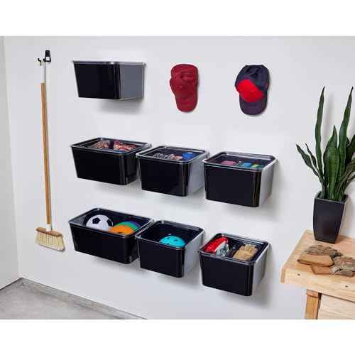 iDesign Storage Bin with Lid & Wall Mount Bracket, The Wallspace Collection ? 12" x 12" x 8", Clear Bin