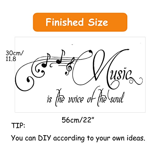Music Wall Decal Sticker, Peel Stick Musical Instrument Note Nursery Classroom Decor, Home Studio Piano Guitar Violin Saxophone Decoration Kid Bedroom Playroom Art - Music is The Voice of Soul