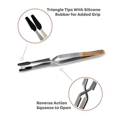 4-Inch Reverse-Action Tweezer with Heat-Resistant Silicone Grip | Precision Triangle Head | Ideal for Handling Small Accessories | Durable & Easy to Use