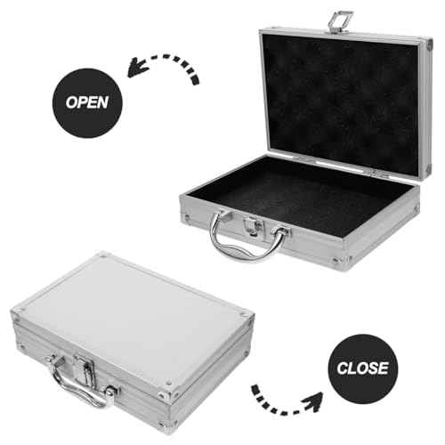 Housoutil Aluminum Alloy Carry Case, Silver Aluminum Case with Foam, Briefcase Storage Box for Instruments, Makeup, And Parts, For Professionals and Everyday Use (9.16X8.65X2.52in)