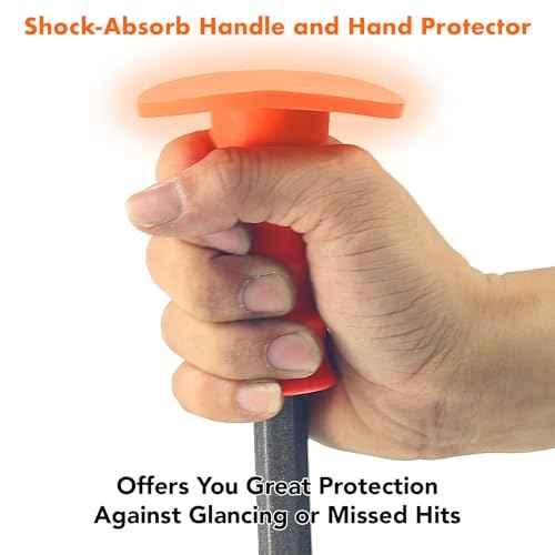 Masonry Chisel With Hand Guard and Work Gloves, 10 Inch Heavy Duty Flat End Rock Concrete Mortar Stone Chisel for Demolishing Carving Splitting Breaking Hounding