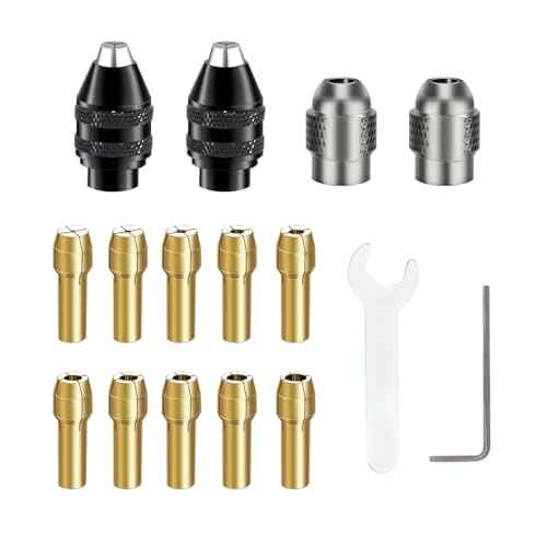 Drill Chuck Collet Set for Dremel, 16PCS 0.8-3.2mm Replacement 4486 Drill Keyless Bit Chuck Shank Rotary Tool Quick Change Adapter