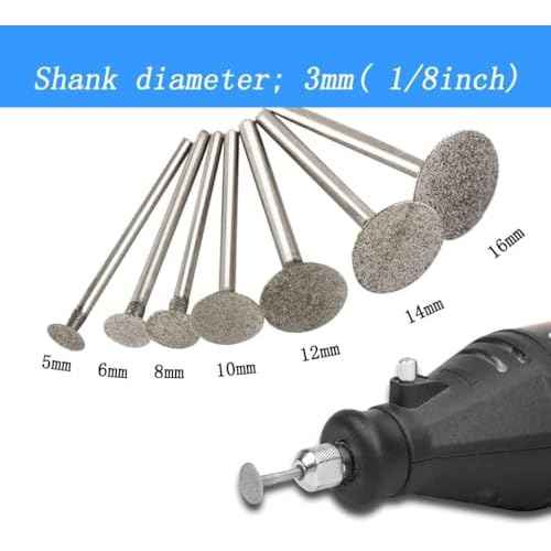Luo ke 7 Pcs T Shape Diamond Cutting Burr, 1/8'' Shank Diamond Burs Stone Carving Sets For Dremel Rotary Tools
