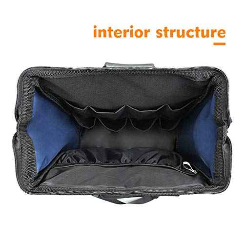 FASITE Tool Bag Backpack, Heavy Duty Durable Electrician Work Pack for Hand Tools, Waterproof Tool Storage & Organizer for a Contractor, Plumber, HVAC, Cable Repairman, Blue