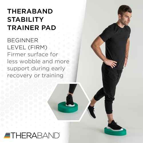 THERABAND Stability Trainer Pad, Beginner Level, Firm, Set of 2, Green Foam Balance Pad for Physical Therapy, Exercise Pad for Core Strength, Lightweight Non-Slip Balance Trainer, Portable Foam Pad for Home or Clinic Use