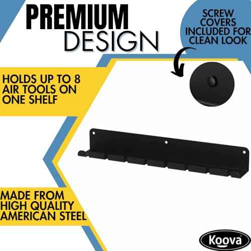 Koova Wall Mount Air Tool Holder - Made in USA - Includes Hardware for Efficient Garage & Tool Storage