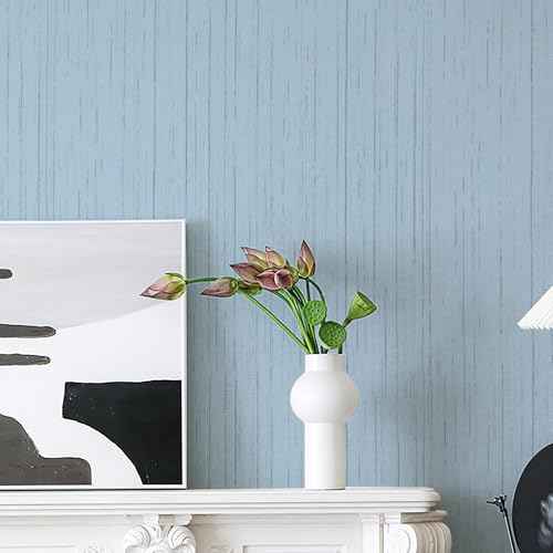 Dviolet Blue Grasscloth Textured Fabric Contact Paper Peel and Stick Boho Self-Adhesive Wallpaper for Bedroom 15.7in X 118in