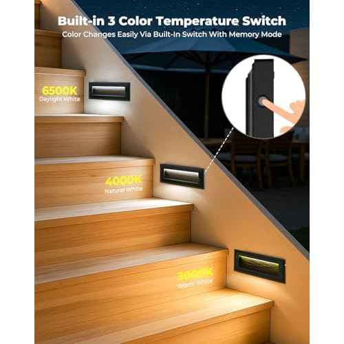 Low Voltage 12V Step Lights Outdoor, 5W LED Landscape Stair Lights, 3000K/4000K/6500K 9 Inch Deck Step Lights, IP65 Waterproof, for Stair Lighting and Yard Patio Pathway Walkway, Pack of 4
