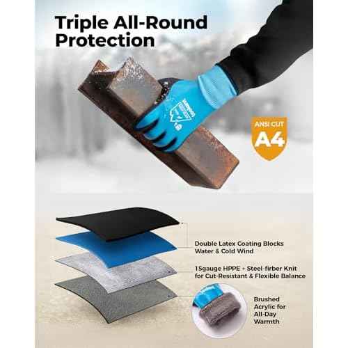 toolant Waterproof Winter Work Gloves for Men and Women, ANSI A4 Cut Resistant Freezer Gloves for Outdoor Cold Weather