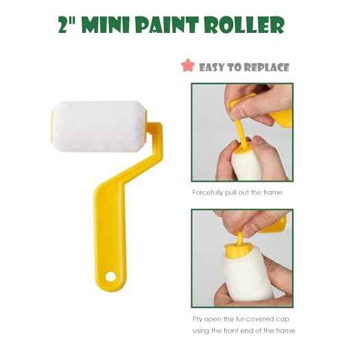 VOOMEY 2 Inch Small Paint Roller Kit with Pre-Taped Masking Film, Paint Tray Liner, Mini Paint Roller for Painting Corners