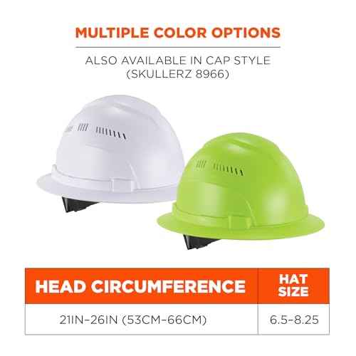 Ergodyne Skullerz 8968 Lightweight Full Brim Hard Hat with Adjustable Venting - Type 1, Class C