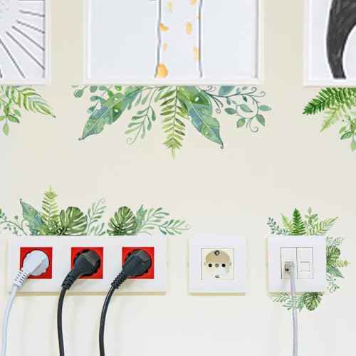 SUPERDANT Green Plants Wall Decals 2 Sheets/Set Vines Branches Leaves Wall Sticker Removable Vinyl Art Mural Decals for Living Room Bedroom Balcony Corridor Window TV Entrance Door Mirror Decor