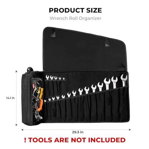 Heavy-Duty Canvas Wrench Roll | 19+1 Pockets Wrench Organizer Bag, Portable All-in-One Wrench Roll Up Pouch for Mechanics & DIYers | Ideal Father's Day Gift for Men