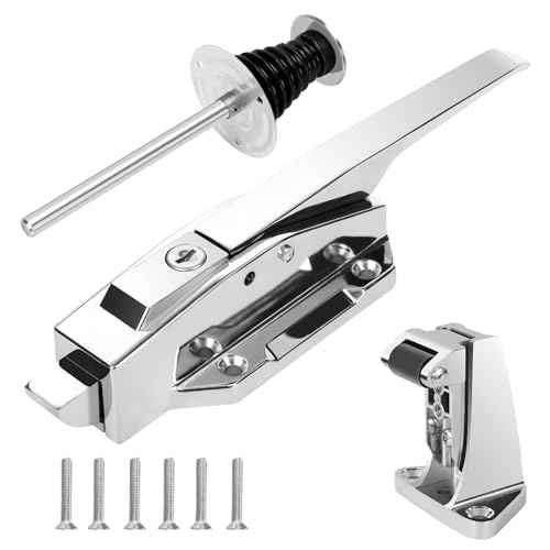 Walk in Cooler Door Handle,Walk in Freezer Door latches Heavy Duty kit with Key and Solid Metal Push Rod, Offset -1/5 In-3/5 in(Offset) and 5.9" Solid Metal Interior Release Handle