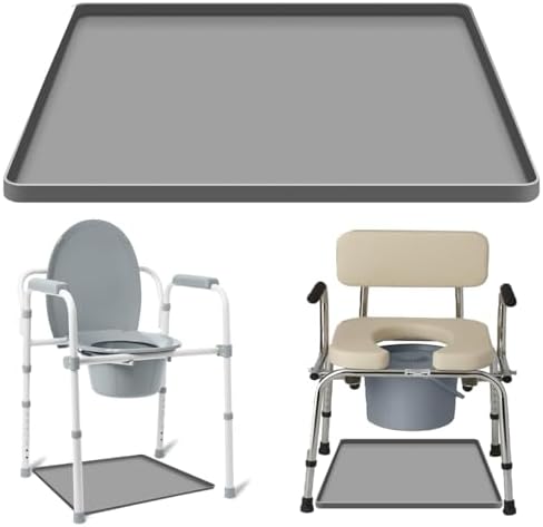 Bedside Commodes Mat Portable Bedside Toilet Mat with Raised Edge, Under Commode Chair Mat Non-Slip Recycle Commode Toilet Pad Waterproof Floor Protector, Silicone Mat for Porta Potty, 23.6"X19.7"