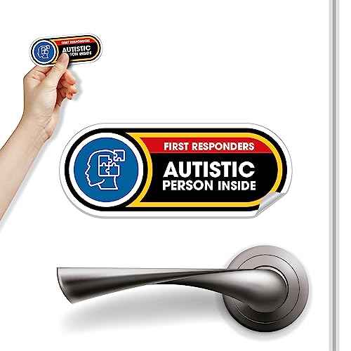 Autistic Person Inside 1 Small Sticker | Autistic Person Inside Safety Sign | Permanent Matte Laminated Waterproof and UV Resistant Vinyl | 2x5 inch Sticker for First Responders Autism Awareness