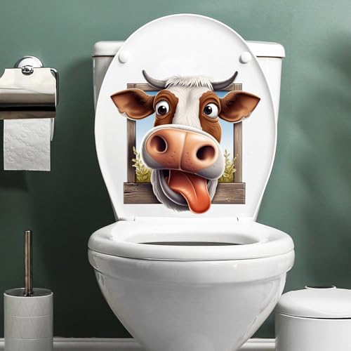 Funny Cow Window Decal Wall Sticker, Funny Farm Cow Car Window Refrigerator Toliet Washroom Waterproof Vinyl DIY Peel Removable Truck Auto Farmhouse Kitchen Decoration