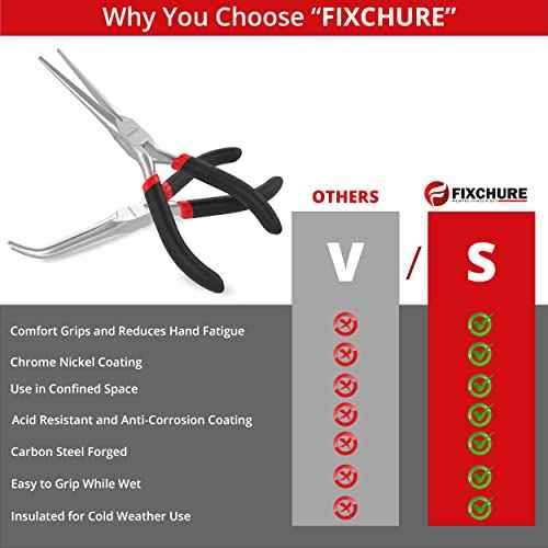 Needle Nose Pliers 2 PCs 6 Inch - Heavy Duty Carbon Steel, Insulated, Non-Serrated, Long Nose Pliers with PVC Coating & Rust Proof Finish