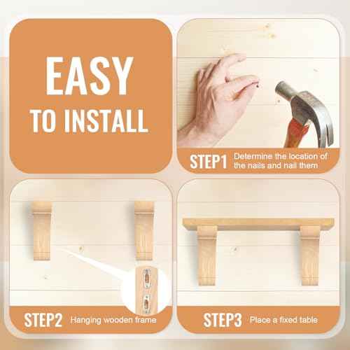 8 Pcs Wood Corbels Wooden Shelf Brackets 1.75'' W x 6'' D x 6'' H Unfinished Paintable Bracket with Hanging Hook for Doorway Countertop Kitchen Cabinet Book Shelves, Rubber Wood