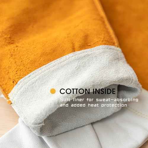 TOOLIOM Premium Goatskin TIG Welding Gloves Cuff Cowhide Split Leather with Soft Lining High-Dexterity (14-inch, Large)