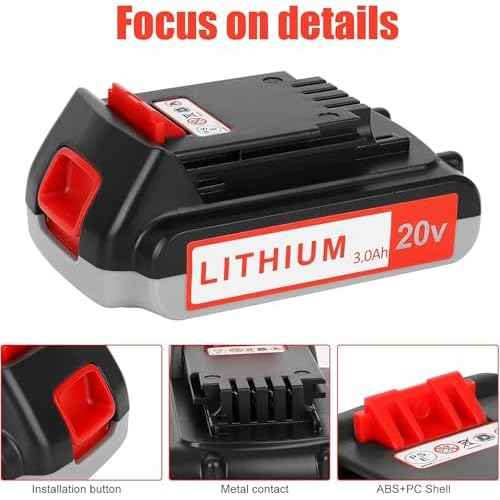 Replacement for Black and Decker Battery: 3.0Ah 20 Volt Batteries Compatible with Cordless Power Tools LBXR20 LBXR2020 LBX20 LBXR2520 LB2X4020 LB2XR20 (2PCS)
