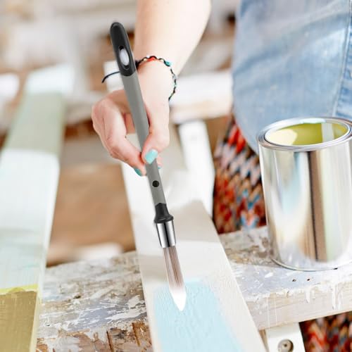 4Pcs Trim Paint Brush, Touch Up Detail Paint Small Brushes for Painting Walls Furniture Corner Trim House Baseboard Edging (Gray)
