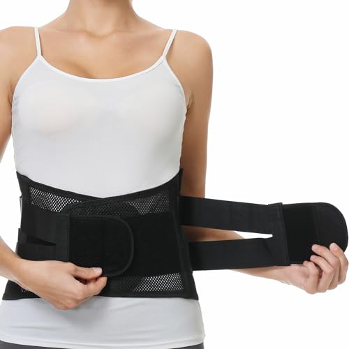 NeoTech Care Adjustable Double Pull Lumbar Brace/Lower Back Belt (Black, Size M)