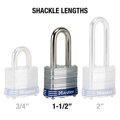 Master Lock 3QLF Outdoor Padlock with Key, 4 Pack Keyed-Alike
