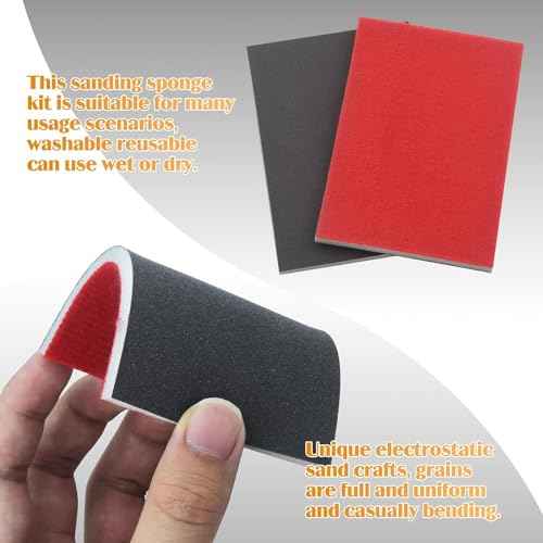 20 Pcs 800 Grit Sanding Sponge, Wet Dry Sanding Block Sandpaper Sponge, Soft Foam Sand Block Washable & Reusable Sanding Pads for Metal Wood Drywall Polishing