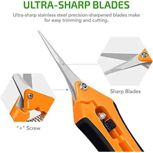 iPower 6.5 Inch Gardening Scissors Hand Pruner Pruning Shear with Straight Stainless Steel Blades, Orange, 4-Pack