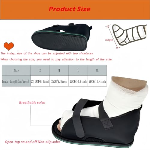 Adjustable plaster shoes postoperative shoes, medical walking shoes with Magic sticker, suitable for foot sprains, ankle fractures, toes, suitable for left and right feet(XL)