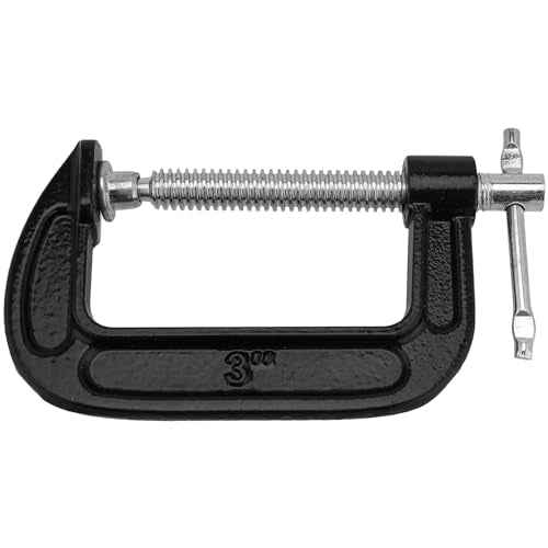 JEUIHAU 4 PCS 3 Inch C Clamp Set, Cast Iron C Clamps, Black Metal Small C Clamp with Sliding T-Handle, 3 Inch Mini G Clamp for Woodworking, Welding, Building, Metal Workpiece