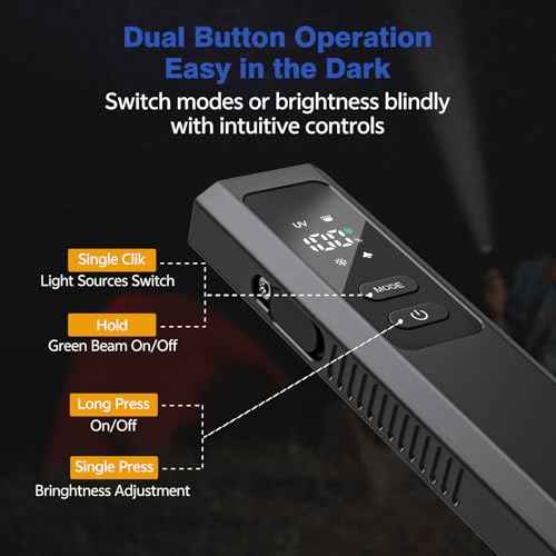 EDC Flashlight 4 in1 Magnetic Flashlight High Lumens Work Light with Green Beam & UV & Warning Light Combo EDC Flashlight Rechargeable LT-010 (Black)