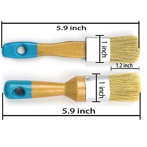 MAXMAN Chalk Paint Brushes for Furniture, 2 Pack Small Wax Brush Set, Stencil Brush, Professional Natural Bristle Brushes for All Furniture Paint and Fusion Mineral Paint, Milk Paint, No Shedding