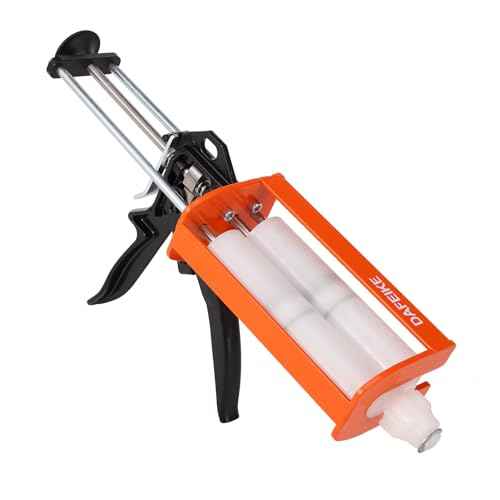 Epoxy Gun Dual Component Caulking Gun Manual Double Cartridge Caulk Gun Panel Bond Adhesive Applicator for 200 ml/6.75 fl oz Mix Ratio 1:1 and 2:1 e.g. 08115 08116, Orange