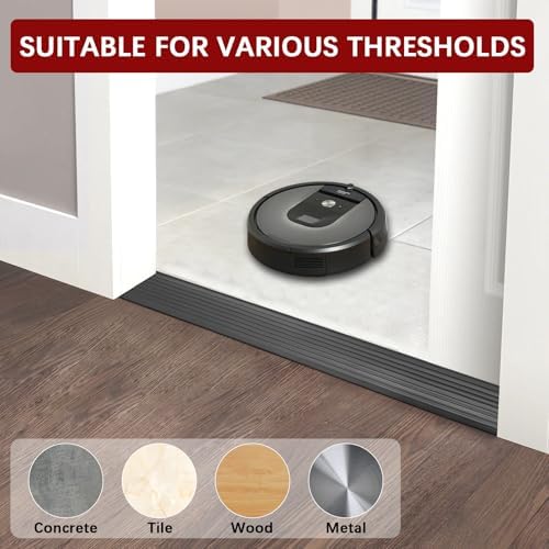 Threshold Ramps for Doorways Self-Adhesive Natural Rubber Power Wheelchair Ramp Adjustable & Cuttable, for Doorways,Sweeper, Power Scooters, Bathroom (Black, 3” Wide x 6.6' Long)