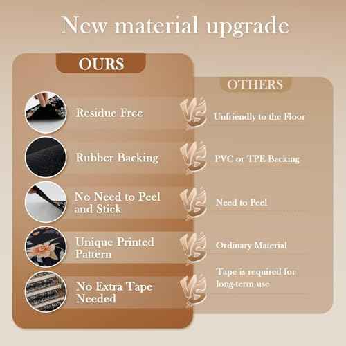 OJIA Floral Stair Treads Non-Slip Carpet Stair Treads for Wooden Steps Indoor 15PCS 30"x8" Stair Runner Stair Mats Staircase Step Treads for Kids, Elders and Dogs, Stair Covers, Black