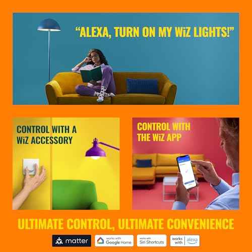 WiZ Connected 40W B12 LED Smart Light Bulbs - 3 Pack - Connects to Your Wi-Fi - E12 Smart Bulb - Control with Voice or App + Activate with Motion - Matter Compatible