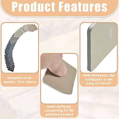 Honoson 15 Pcs 2 x 2 Inch Sanding Pads Padded Sanding Pads Polishing Soft Mess Pen Kit Double Sided Grits for Plastic Acrylic Materials