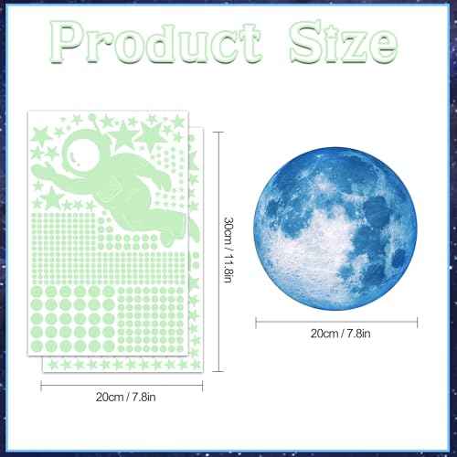 530 Glow in The Dark Stars Ceiling Stars Glow in The Dark Glow Moon and Space Wall Decals Astronaut Universe Galaxy Planet Wall Stickers Glowing Wall Stickers Kid Boys Living Room Decor