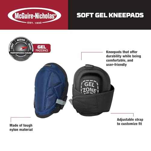 McGuire-Nicholas Gel Lite Pro Flooring Knee Pads for Men and Women, Soft Gel Adjustable Knee Pads for Gardening, Flooring, and Work, Navy/Black | 22382