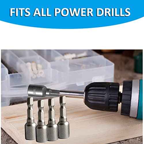 5/16'' Nut Driver Bit Sets 10PCS, SKZIRI 5/16 inch Nut Driver Hex Shank Quick Change Socket Nut Impact Driver Adapter Alloy Steel