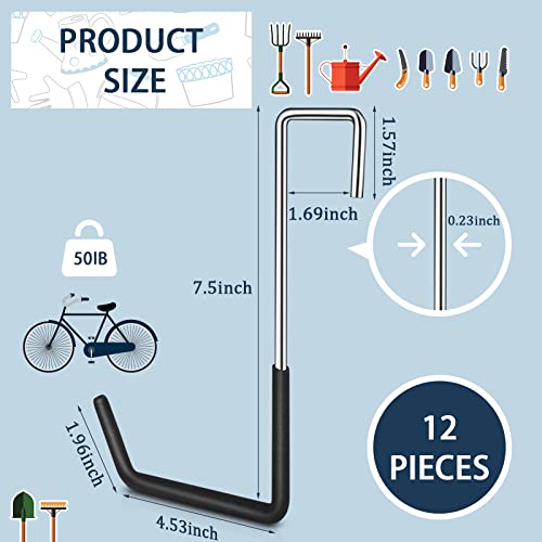 12 Pack Heavy Duty Rafter Hooks for Hanging Vinyl Coated Large S Hooks for Hanging Ladder Bike Hangers Garage Storage Organizer Black