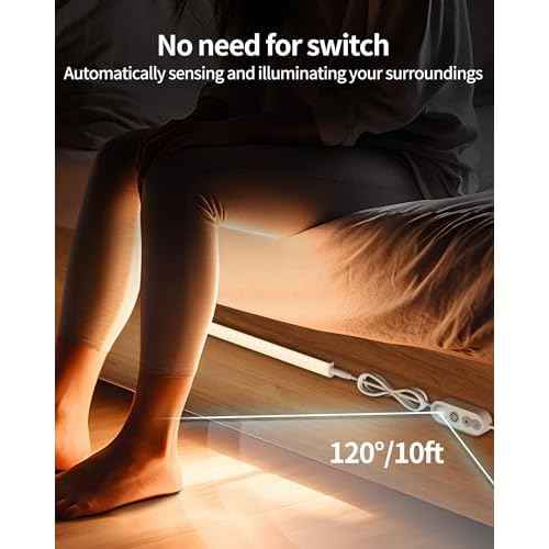 ASOKO Motion Sensor Dimmable Led Under Cabinet Lighting Plug in - 6 Pcs 12 inches Linkable Led Counter Light Bars, Led Closet Light Daylight White 4500K