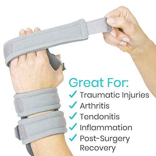 Vive Resting Hand Splint (Left) (w/ Rehab Video App) - Night Immobilizer Wrist Finger Brace - Thumb Stabilizer Wrap - for Arthritis, Tendonitis, Carpal Tunnel Pain - Functional Support for Sprains Fractures (Medium)
