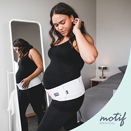 Motif Medical Pregnancy Support Band – Breathable, Adjustable Pregnancy Belly Support Band - Maternity Support Band Relieves Pressure on Abdomen, Lower Back, Hips & Pelvis (Extra Small, White)