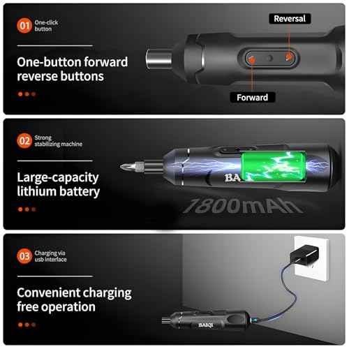 Mini Electric Screwdriver Set,3.7V 800 MAH USB-C Rechargeable Cordless Rotary Tool With 20 pcs Bits Set For Install or Repair