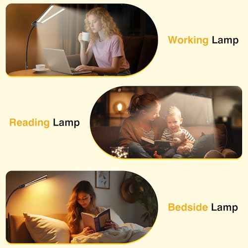 Cordless Rechargeable Floor Lamp, Adjustable Bright Reading Lamps Floor Standing, 15W Dual Head Gooseneck LED Bright Floor Lamp for Dark Rooms with 8000mAh Battery£¬ IP54 Home Lighting