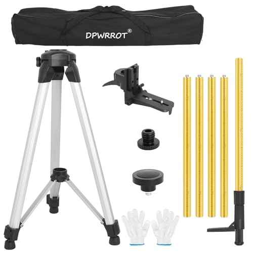 Telescoping Laser Level Pole with Tripod, 12Ft./3.7M Laser Level Tripod Include 1/4-Inch by 20-Inch Mount for Rotary and Line Laser Level, Laser Stand with 5/8¡±-11 Threaded Adapter