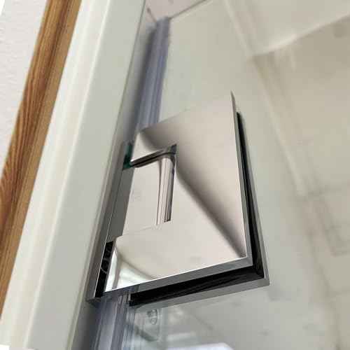 Brass Glass Door Hinge,90 Degree Heavy Duty Short Back Plate Hinges, Shower Door Hardware Replacement for 5/16" to 1/2" (8 to 12 mm) Tempered Glass, Chrome